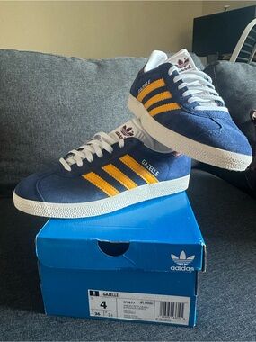 adidas Gazelle Navy and Yellow Suede Sneakers
